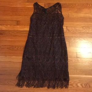 Jessica Simpson v-neck metallic lace dress